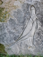 Egyptian-style falcon, stone carvings, Fullerton Avenue at Lake Michigan