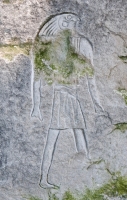 Egyptian-style person, stone carvings, Fullerton Avenue at Lake Michigan