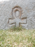 Ankh, stone carvings, Fullerton Avenue at Lake Michigan