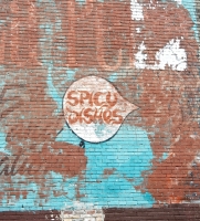 Spicy Dishes ghost sign, detail