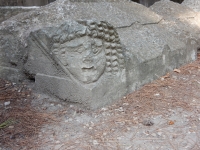 Lid to a Roman-era sarcophagus, Alyscamps Cemetery, Arles