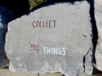 Collect Not Things. Chicago lakefront stone writings, between Belmont and Diversey Harbors. 2019
