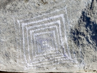 Geometric image, detail. Chicago lakefront stone drawings, between Belmont and Diversey Harbors. 2019