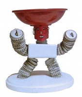 Bottle-cap figure with white body