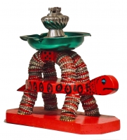 Red two-deck turtle with cigarette lighter- vernacular art