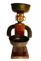 Brown bottle-cap figure with Bill's Beer Shanty, Phillips, Wisconsin, label -  vernacular art