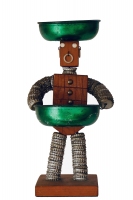 Brown bottle-cap figure with incised body - vernacular art
