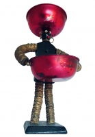 Bottle-cap figure with black, slightly tapered body and round head - vernacular art