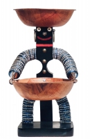 Black bottle-cap figure with extreme hourglass figure and back-strap support - vernacular art