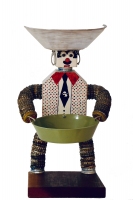 White bottle-cap figure with painted face and clothing - vernacular art