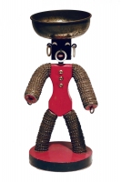 Red  bottle-cap figure with tapered body - vernacular art