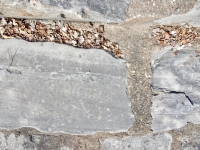 DC + L in heart. Chicago lakefront stone carvings, Calumet Park. 2019