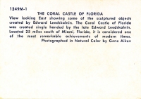 Mini color view of Coral Castle, Homestead, Florida-verso