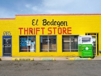 Fine typography at El Bodegon Thrift Store, next to Gravity Music Gear, Federal Blvd., Denver, Colorado