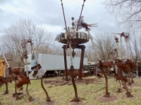 Alienesque sculpture and others, at the Forevertron, built by Tom Every (Dr. Evermor), south of Baraboo, Wisconsin