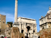 Arch of Septimius Severus at the Forum, with the Church of Santi Luca e Martina on the right. (Emma photo)