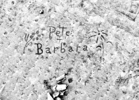 Pete + Barbara. Chicago lakefront stone carvings, between Foster Avenue and Montrose. 2012