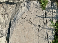 Julie. Chicago Lakefront stone carvings, between Foster Avenue and Montrose. 2023