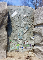 Bricolage. Chicago lakefront stone carvings, between Foster Avenue and Bryn Mawr. 2018