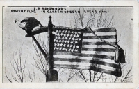 Cement flag, Garden of Eden, Lucas, Kansas, postcard