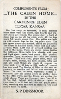 Verso to Cement coffin of S.P. Dinsmoor, builder of the Garden of Eden, Lucas, Kansas, postcard