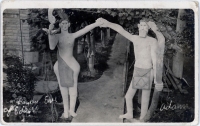 Adam and Eve, Garden of Eden, Lucas, Kansas, postcard