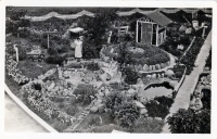 Rock garden with miniature town postcard