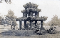 Plant-covered park structure postcard