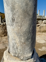 Cross graffiti on a pillar, Perge.