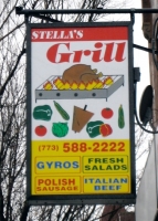 Sign for Stella's Grill, with gyros