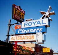 Sign for Royal Cleaners and D&V Gyros