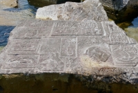 12-panel carving. Chicago Lakefront stone carvings, south of La Rabida Hospital. 2023