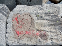 Lil Bo heart, June 68. Chicago lakefront stone carvings, behind La Rabida Hospital, 65th Street and the Lake. 2018