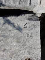 EE and other letters. Chicago lakefront stone carvings, behind La Rabida Hospital, 65th Street and the Lake. 2018