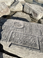 12-panel carving, detail. Chicago Lakefront stone carvings, south of La Rabida Hospital. 2025