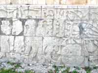 Skull relief and severed head at The Great Ball Court, Chichen Itza