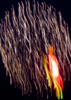 Ultra-zoomed vertical streaks fireworks closeup