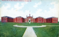Color view of the  Asylum for Feeble-Minded Children, Lincoln, Illinois, postcard