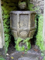 Old font on the grounds of Plas Newydd, home to the Ladies of Llangollen, Wales