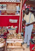 Rev. Dennis showing off the Ark of the Covenant at Margaret's Grocery, Vicksburg
