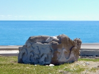 Mermaid. Chicago lakefront stone carvings, originally at 39th Street, saved and relocated to Oakwood Beach. 2019
