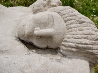 Mermaid, detail. Chicago lakefront stone carvings, originally at 39th Street, saved and relocated to Oakwood Beach. 2019