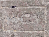 Water creature from 12-panel carving. Chicago Lakefront stone carvings, south of La Rabida Hospital. 2023