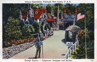 Color view of George Daynor at the Depression Palace, Vineland, New Jersey, postcard