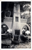 Living room at Scotty's Castle, Death Valley, California, postcard