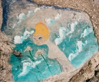 Tropical figure. Lost. Chicago lakefront stone paintings, south of Montrose Harbor. Before 2003