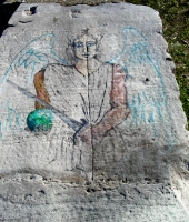 Angel. Lost. Chicago lakefront stone paintings, south of Montrose Harbor. 2003