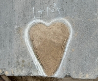 L+M Heart, for Leilani and Mike Falger, level 2. Chicago lakefront stone carvings, Montrose Beach. 2023