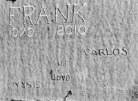 1979 2010 Frank (carved by Luke Muzyka), Carlos, Barb & Jim, Ray, Siska. Peace sign at lower left. Chicago lakefront stone carvings, between 45th Street and Hyde Park Blvd. 2018