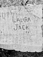 John Q., Laura, Jack, CV, Bill Adler. Chicago lakefront stone carvings, between 45th Street and Hyde Park Blvd. 2018